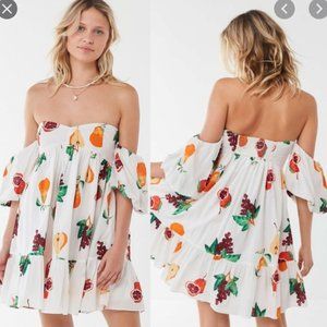 UO Summer In Italy Off-Shoulder Mini Dress S
